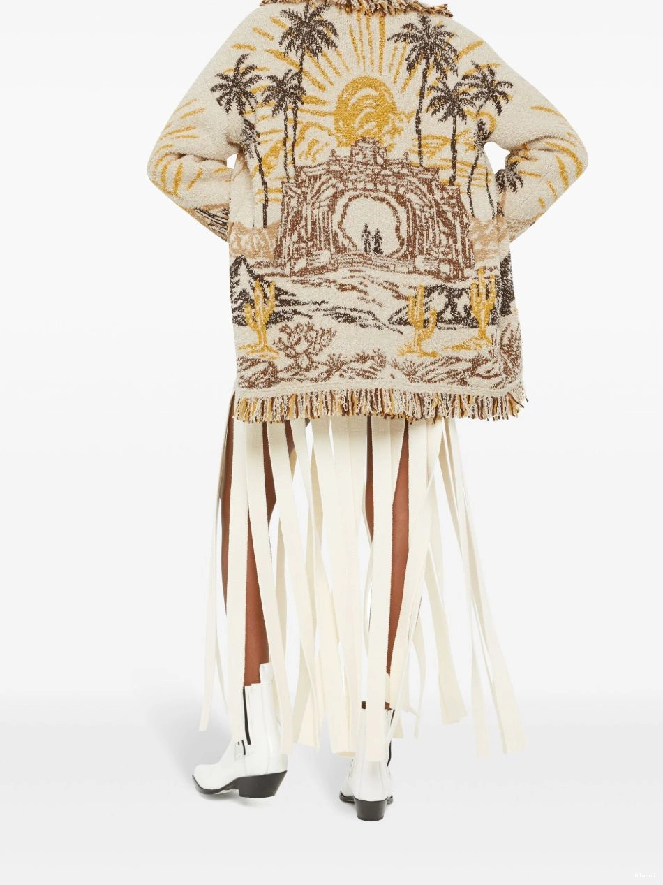 Affordable fringed-edge cardigan Alanui patterned-jacquard Women 0429
